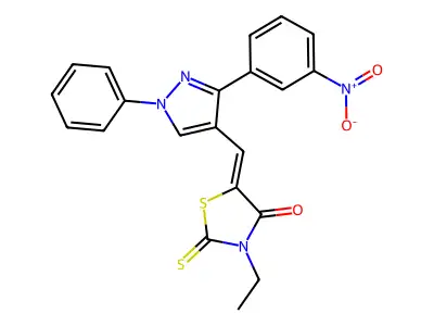 3-Ethyl-5-[[3-(3-nitrophenyl)-1-phenyl-1H-pyrazol-4-yl]methylene]-2-thioxo-4-thiazolidinone structure