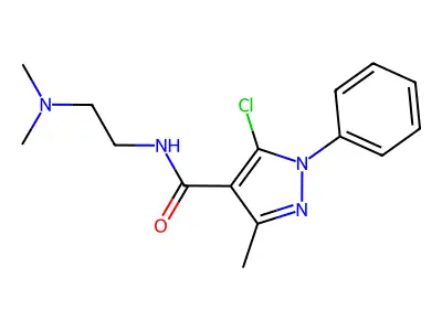 5-chloro-N-[2-(dimethylamino)ethyl]-3-methyl-1-phenylpyrazole-4-carboxamide structure