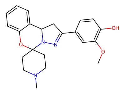 2-methoxy-4-(1'-methyl-1,10b-dihydrospiro[benzo[e]pyrazolo[1,5-c][1,3]oxazine-5,4'-piperidin]-2-yl)phenol structure