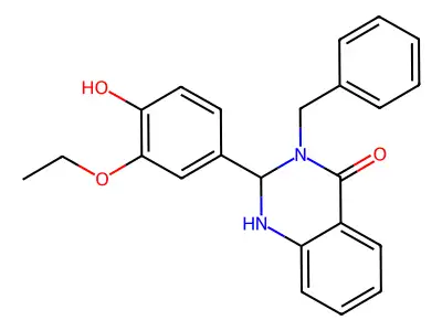 3-benzyl-2-(3-ethoxy-4-hydroxyphenyl)-2,3-dihydroquinazolin-4(1H)-one structure
