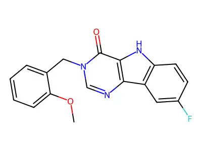 8-fluoro-3-(2-methoxybenzyl)-3H-pyrimido[5,4-b]indol-4(5H)-one structure