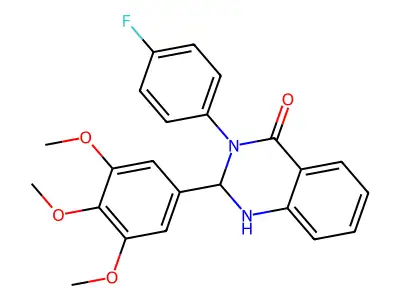 3-(4-fluorophenyl)-2-(3,4,5-trimethoxyphenyl)-2,3-dihydroquinazolin-4(1H)-one structure