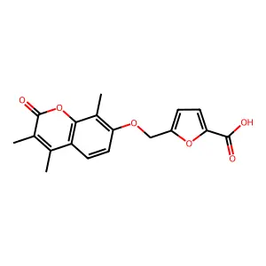 5-{[(3,4,8-trimethyl-2-oxo-2H-chromen-7-yl)oxy]methyl}-2-furoic acid structure