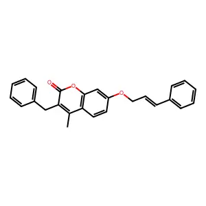 3-benzyl-4-methyl-7-{[(2E)-3-phenyl-2-propenyl]oxy}-2H-chromen-2-one structure