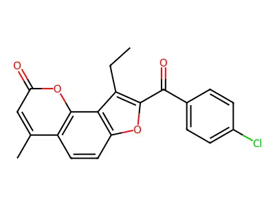 8-(4-Chlorobenzoyl)-9-ethyl-4-methylfuro[2,3-h]chromen-2-one structure