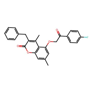3-benzyl-5-[2-(4-fluorophenyl)-2-oxoethoxy]-4,7-dimethyl-2H-chromen-2-one structure