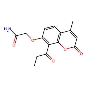 2-(4-Methyl-2-oxo-8-propanoylchromen-7-yl)oxyacetamide structure