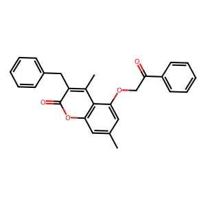 3-benzyl-4,7-dimethyl-5-(2-oxo-2-phenylethoxy)-2H-chromen-2-one structure