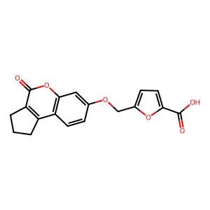 5-[(4-oxo-2,3-dihydro-1H-cyclopenta[c][1]benzopyran-7-yl)oxymethyl]-2-furancarboxylic acid structure