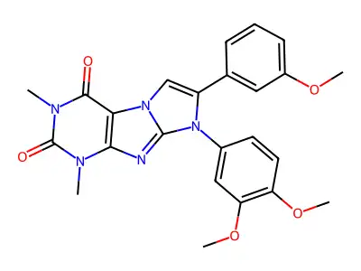 8-(3,4-dimethoxyphenyl)-7-(3-methoxyphenyl)-1,3-dimethyl-1H-imidazo[2,1-f]purine-2,4(3H,8H)-dione structure
