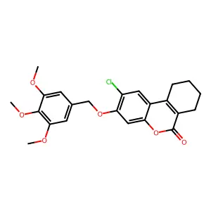 2-chloro-3-[(3,4,5-trimethoxybenzyl)oxy]-7,8,9,10-tetrahydro-6H-benzo[c]chromen-6-one structure