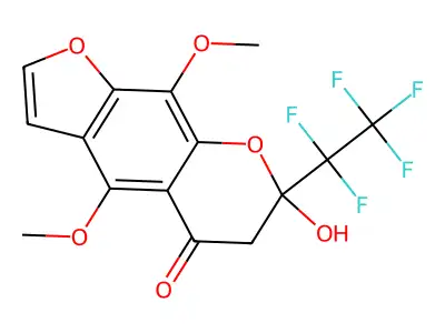 7-Hydroxy-4,9-dimethoxy-7-pentafluoroethyl-6,7-dihydro-furo[3,2-g]chromen-5-one structure