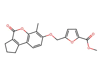 methyl 5-[(6-methyl-4-oxo-2,3-dihydro-1H-cyclopenta[c]chromen-7-yl)oxymethyl]furan-2-carboxylate structure