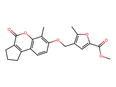 methyl 5-methyl-4-[(6-methyl-4-oxo-2,3-dihydro-1H-cyclopenta[c]chromen-7-yl)oxymethyl]furan-2-carboxylate structure