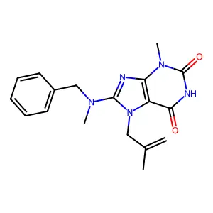8-(benzyl(methyl)amino)-3-methyl-7-(2-methylallyl)-1H-purine-2,6(3H,7H)-dione structure