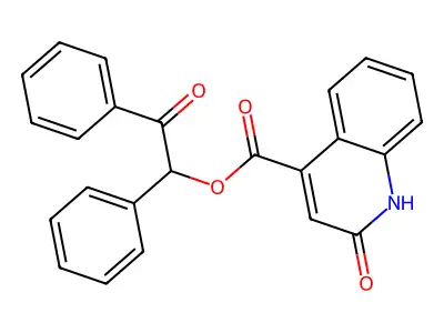 2-Oxo-1,2-diphenylethyl 2-hydroxy-4-quinolinecarboxylate structure