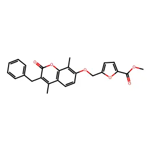 Methyl 5-[(3-benzyl-4,8-dimethyl-2-oxochromen-7-yl)oxymethyl]furan-2-carboxylate structure