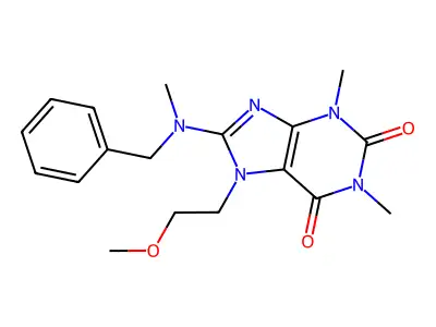 8-(benzyl(methyl)amino)-7-(2-methoxyethyl)-1,3-dimethyl-1H-purine-2,6(3H,7H)-dione structure