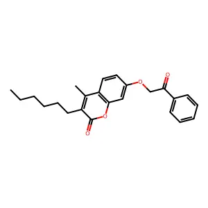 3-hexyl-4-methyl-7-(2-oxo-2-phenylethoxy)-2H-chromen-2-one structure