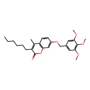 3-hexyl-4-methyl-7-[(3,4,5-trimethoxybenzyl)oxy]-2H-chromen-2-one structure