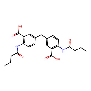 2-(Butanoylamino)-5-[[4-(butanoylamino)-3-carboxyphenyl]methyl]benzoic acid structure