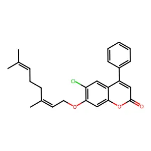 6-chloro-7-{[(2E)-3,7-dimethyl-2,6-octadien-1-yl]oxy}-4-phenyl-2H-chromen-2-one structure