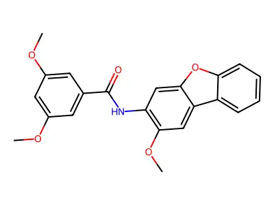 3,5-dimethoxy-N-(2-methoxydibenzofuran-3-yl)benzamide structure