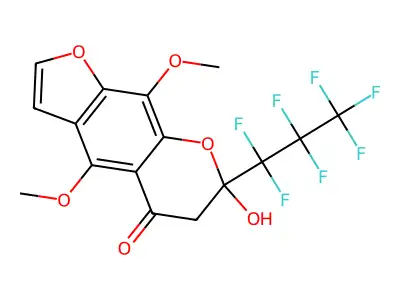 7-(Heptafluoropropyl)-7-hydroxy-4,9-dimethoxy-6,7-dihydro-5H-furo[3,2-g][1]benzopyran-5-one structure