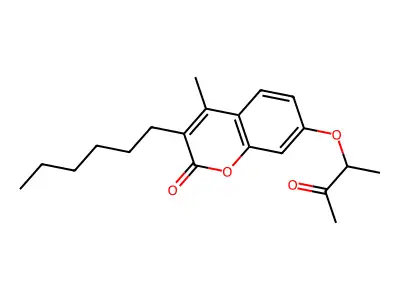 3-Hexyl-4-methyl-7-(3-oxobutan-2-yloxy)chromen-2-one structure
