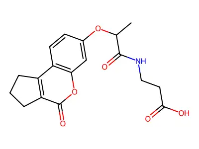 3-(2-((4-oxo-1,2,3,4-tetrahydrocyclopenta[c]chromen-7-yl)oxy)propanamido)propanoic acid structure
