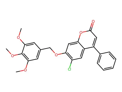 6-chloro-4-phenyl-7-[(3,4,5-trimethoxybenzyl)oxy]-2H-chromen-2-one structure