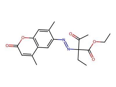 Ethyl 2-[(4,7-dimethyl-2-oxochromen-6-yl)diazenyl]-2-ethyl-3-oxobutanoate structure