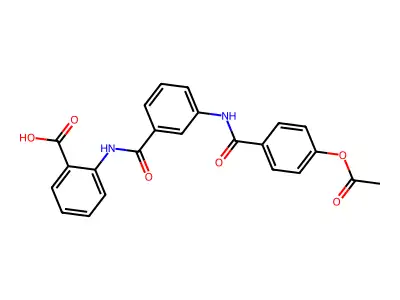 2-({[3-({[4-(Acetyloxy)phenyl]carbonyl}amino)phenyl]carbonyl}amino)benzoic acid structure