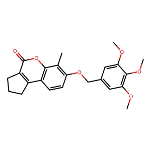 6-methyl-7-[(3,4,5-trimethoxybenzyl)oxy]-2,3-dihydrocyclopenta[c]chromen-4(1H)-one structure