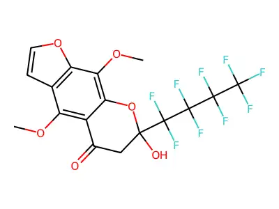 7-Hydroxy-4,9-dimethoxy-7-(nonafluorobutyl)-6,7-dihydro-5H-furo[3,2-g][1]benzopyran-5-one structure