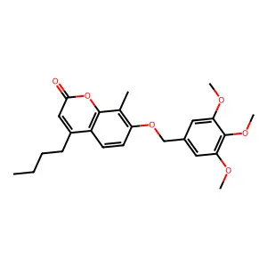 4-butyl-8-methyl-7-[(3,4,5-trimethoxybenzyl)oxy]-2H-chromen-2-one structure