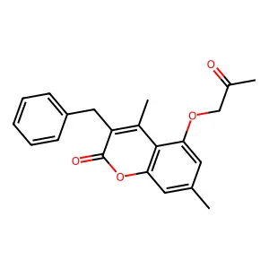 3-benzyl-4,7-dimethyl-5-(2-oxopropoxy)-2H-chromen-2-one structure