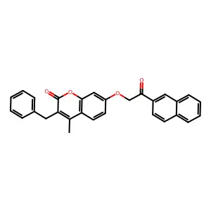 3-benzyl-4-methyl-7-[2-(2-naphthyl)-2-oxoethoxy]-2H-chromen-2-one structure