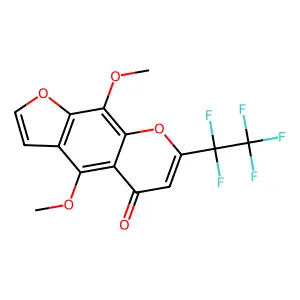 4,9-dimethoxy-7-(pentafluoroethyl)-5H-furo[3,2-g]chromen-5-one structure