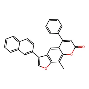 9-methyl-3-(naphthalen-2-yl)-5-phenyl-7H-furo[3,2-g]chromen-7-one structure