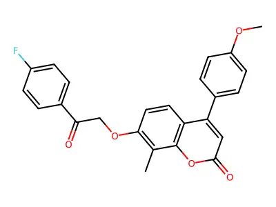 7-[2-(4-fluorophenyl)-2-oxoethoxy]-4-(4-methoxyphenyl)-8-methyl-2H-chromen-2-one structure