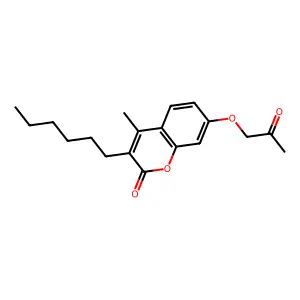 3-hexyl-4-methyl-7-(2-oxopropoxy)-2H-chromen-2-one structure