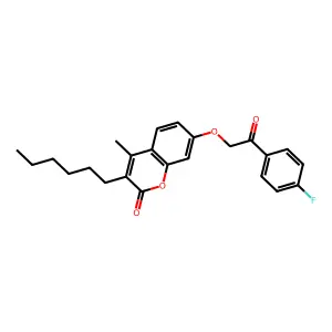 7-[2-(4-fluorophenyl)-2-oxoethoxy]-3-hexyl-4-methyl-2H-chromen-2-one structure
