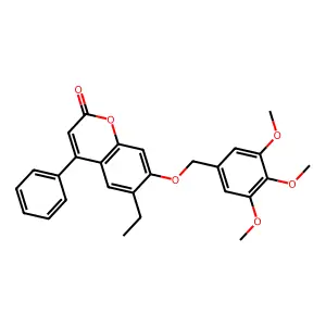 6-ethyl-4-phenyl-7-[(3,4,5-trimethoxybenzyl)oxy]-2H-chromen-2-one structure