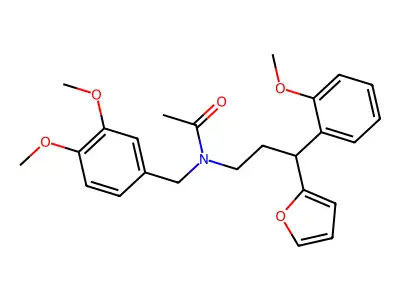 N-[(3,4-dimethoxyphenyl)methyl]-N-[3-(furan-2-yl)-3-(2-methoxyphenyl)propyl]acetamide structure