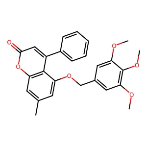 7-methyl-4-phenyl-5-[(3,4,5-trimethoxybenzyl)oxy]-2H-chromen-2-one structure