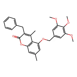 3-benzyl-4,7-dimethyl-5-[(3,4,5-trimethoxybenzyl)oxy]-2H-chromen-2-one structure