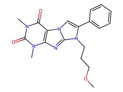 8-(3-methoxypropyl)-1,3-dimethyl-7-phenyl-1H-imidazo[2,1-f]purine-2,4(3H,8H)-dione structure