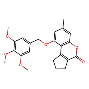 7-methyl-9-[(3,4,5-trimethoxybenzyl)oxy]-2,3-dihydrocyclopenta[c]chromen-4(1H)-one structure