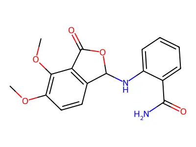 2-[(4,5-Dimethoxy-3-oxo-1,3-dihydro-2-benzofuran-1-yl)amino]benzamide structure